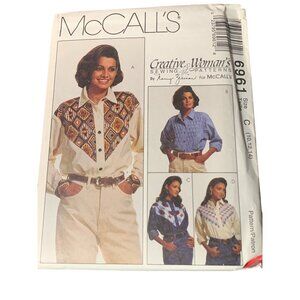 McCalls 6961 Sewing Patterns by Nancy Zieman Western Shirts - Size 10 12 14 1994